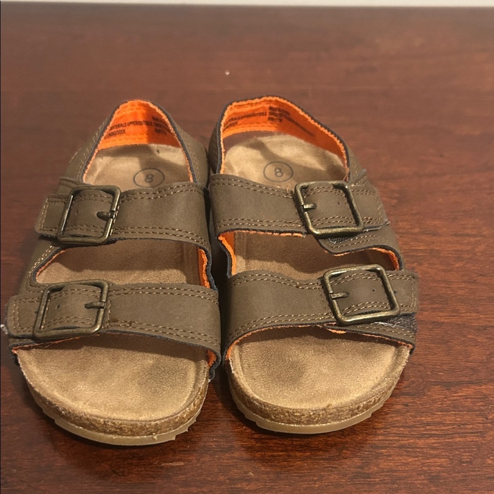 Cat & Jack Brown Sandals with Orange Accents